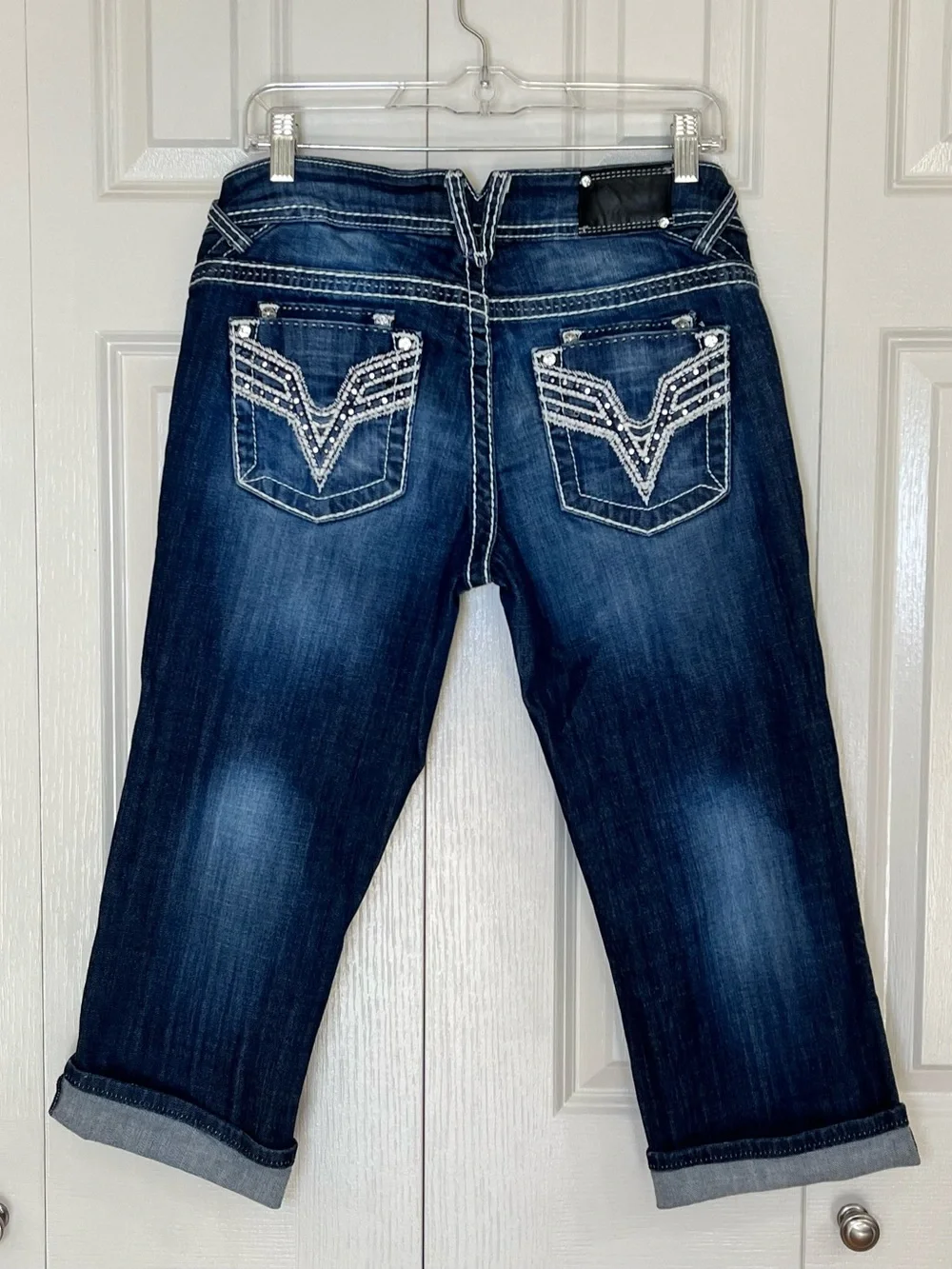 Vigoss The Dublin Women's Blue Low Rise Regular Fit Capri Jeans Bling  Size 7